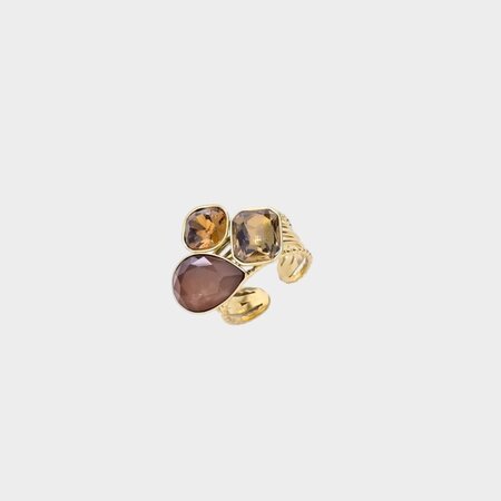 Ring staal crystal bruin