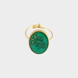 Ring ovaal bloem groen