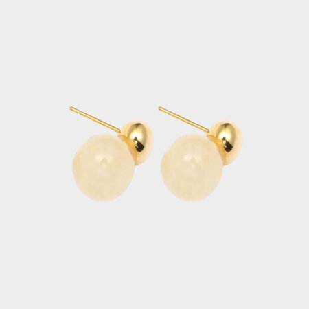 Oorbellen duo rond beige