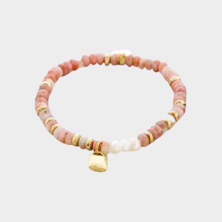 Armband roze steen staal