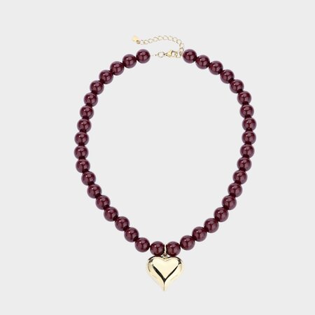 Ketting kraal hart bordeaux
