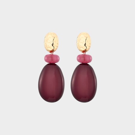 Oorbellen trio druppel bordeaux