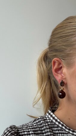 Oorbellen clip crystal bruin