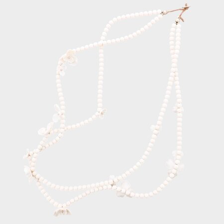 Ketting glas bloem beige