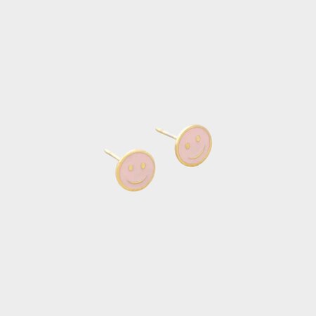 Oorbellen steker smiley lichtroze