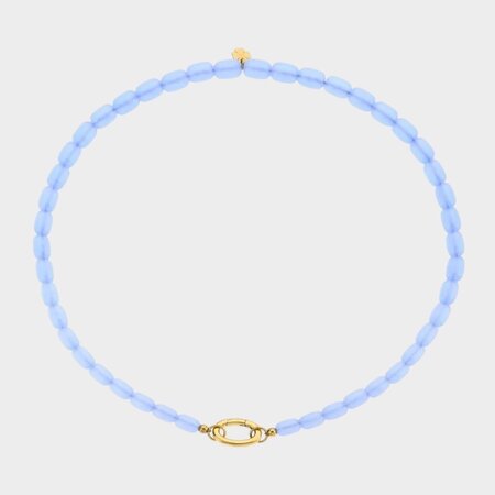 Ketting kraal ovaal lichtblauw