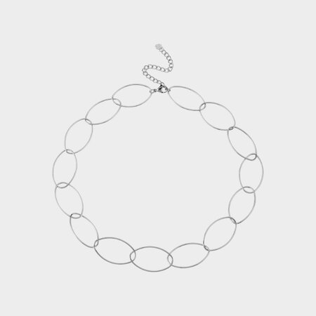 Ketting schakel ovaal zilver