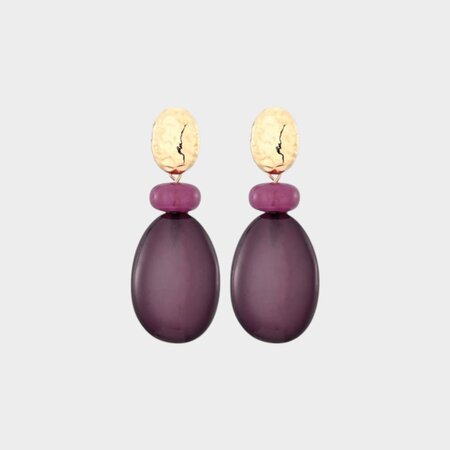 Oorbellen trio druppel paars
