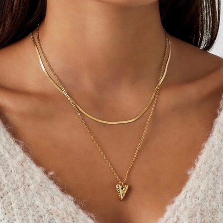 Ketting dubbel geborsteld hart