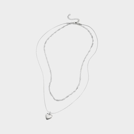 Ketting dubbel hart zilver