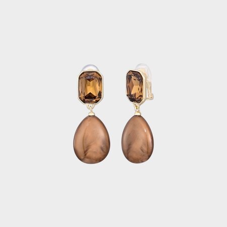 Oorbellen clip square cognac