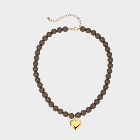 Ketting kraal hart bruin