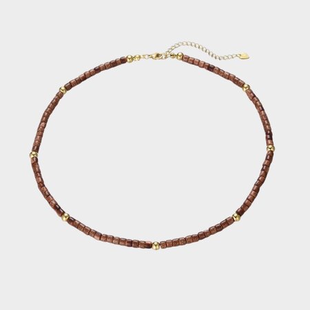 Ketting kraal bruin glitter