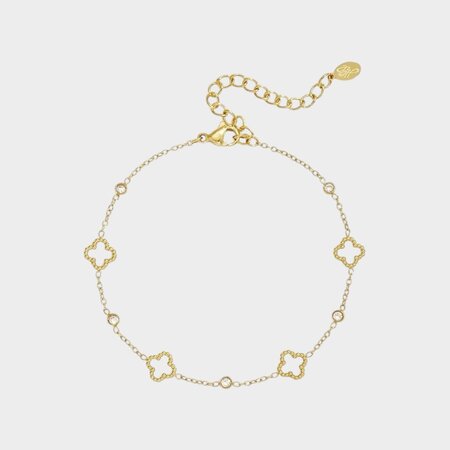 Armband klaver zirconia wit