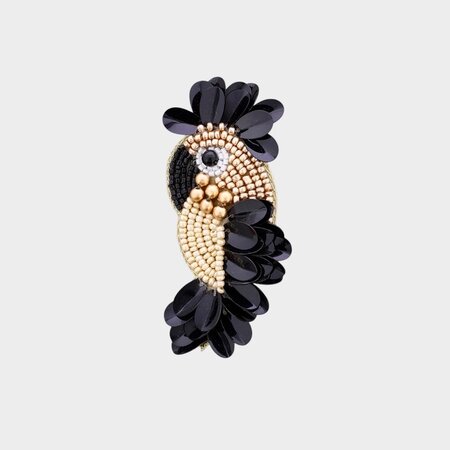 Broche papegaai zwart
