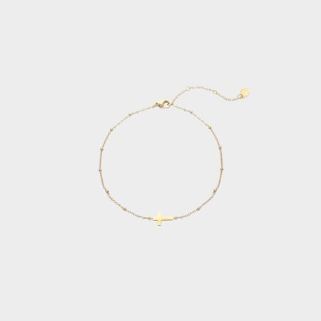 Armband staal goud kruis