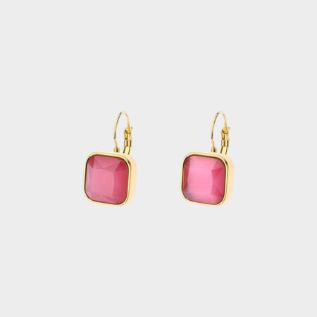 Oorbellen square haak fuchsia