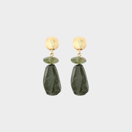 Oorbellen trio resin olijf