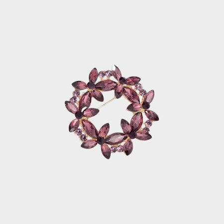 Broche krans crystal magenta