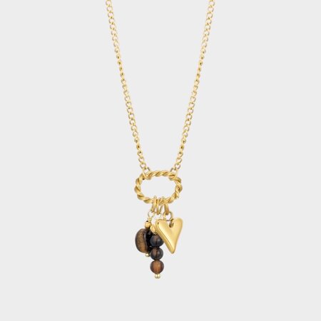 Ketting trio hart bruin