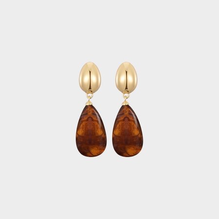 Oorbellen resin drop bruin