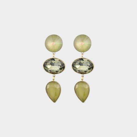 Oorbellen trio crystal groen