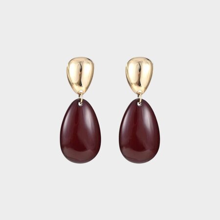 Oorbellen resin drop bordeaux