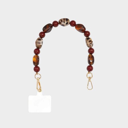 Telefoonkoord kraal bordeaux leopard