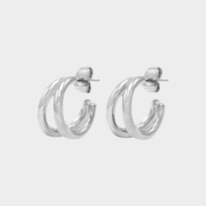Oorbellen duo creool zilver