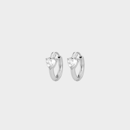 Oorbellen crystal hart zilver