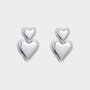 Oorbellen dubbel hart zilver