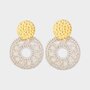 Oorbellen draad crystal beige