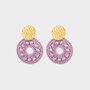 Oorbellen draad crystal paars