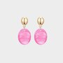 Oorbellen ovaal resin fuchsia