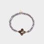 Armband kraal bloem taupe