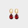 Oorbellen crystal druppel donkerrood
