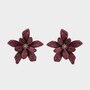 Oorbellen raffia bloem bordeaux