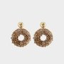 Oorbellen paillet bloem taupe